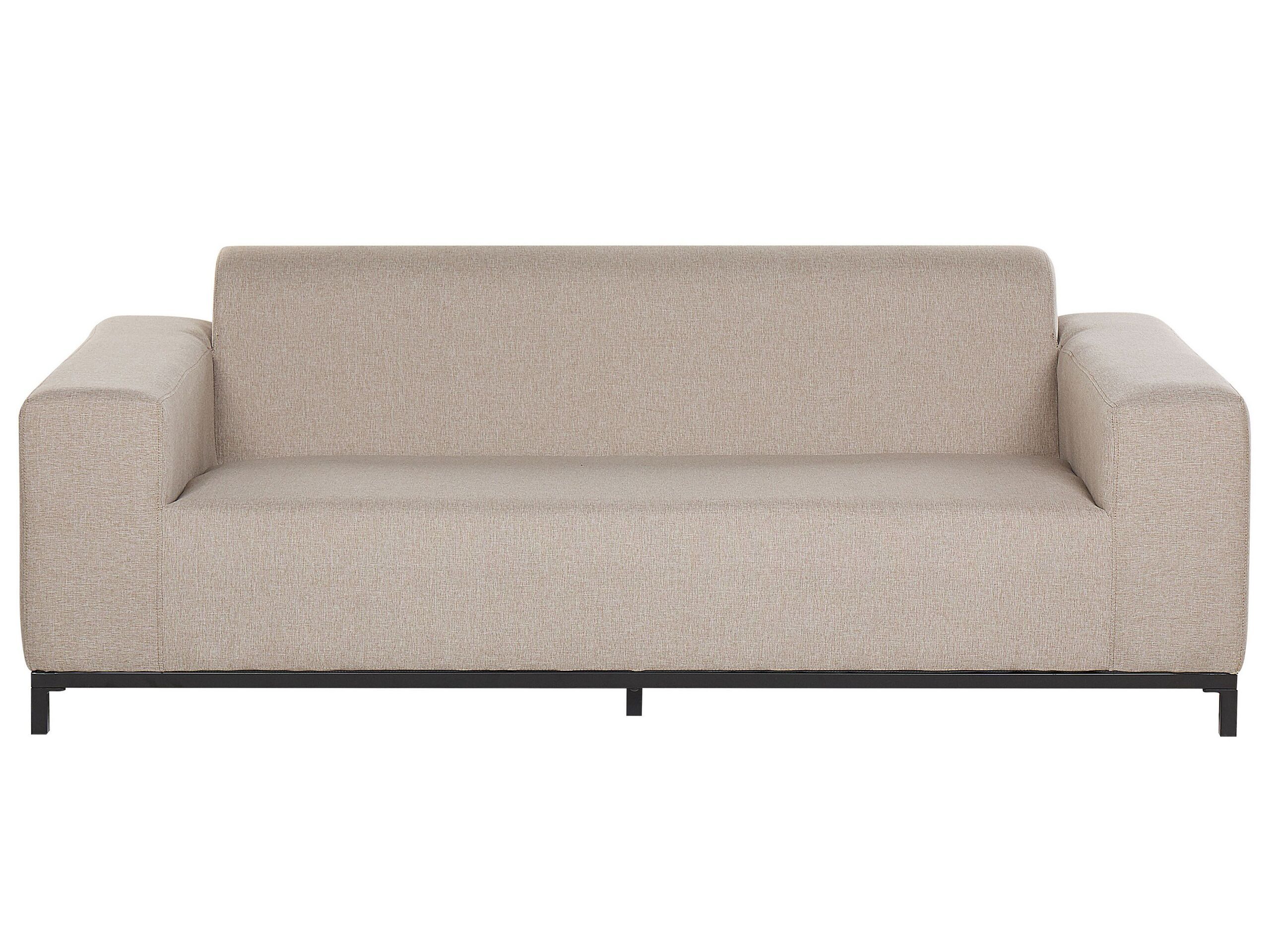 Garden Sofa Beige Fabric Black Aluminium Legs Upholstery Furniture Weather Resistant Outdoor