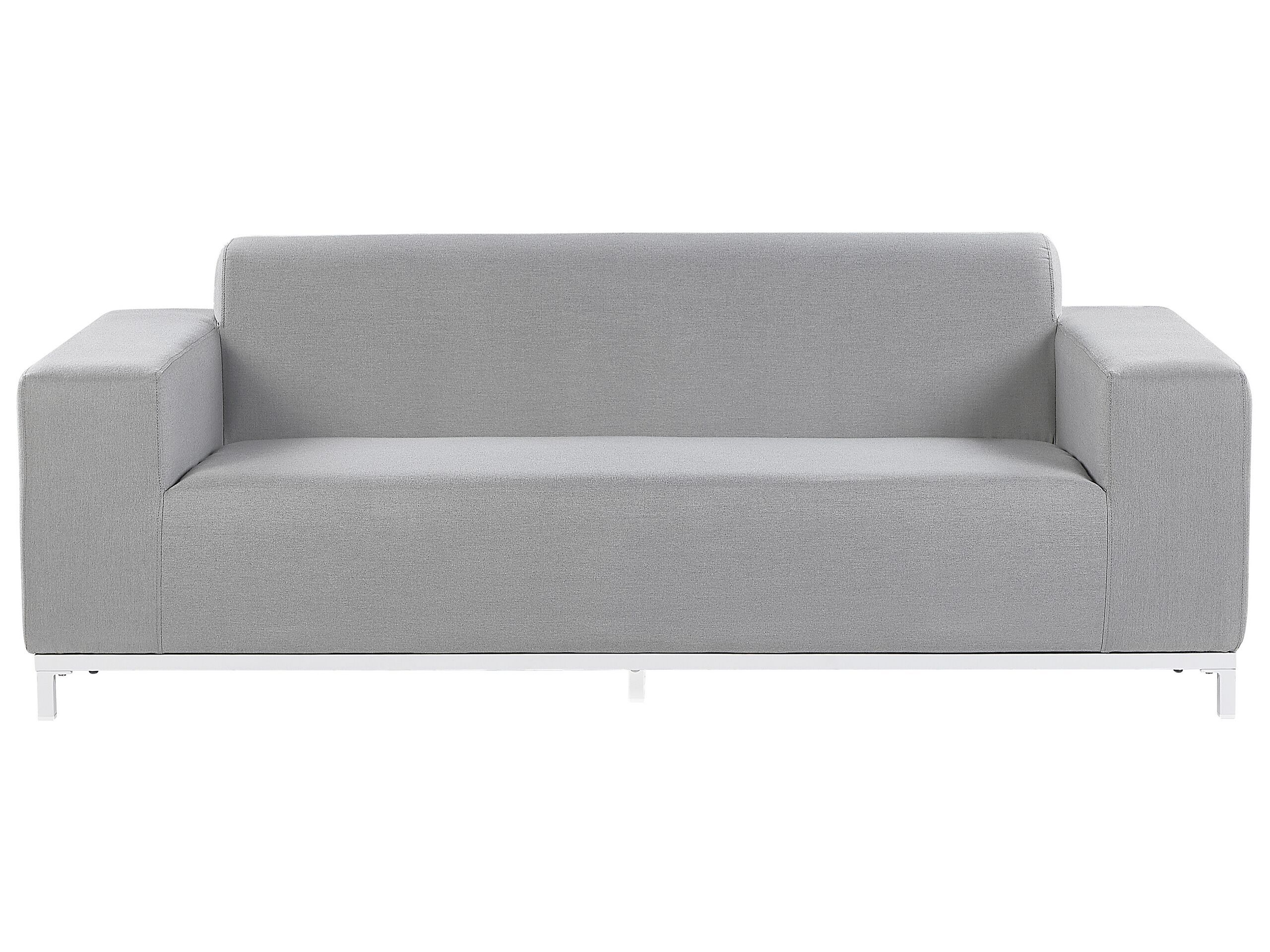 Garden Sofa Light Grey Fabric Upholstery White Aluminium Legs Furniture Weather Resistant Outdoor