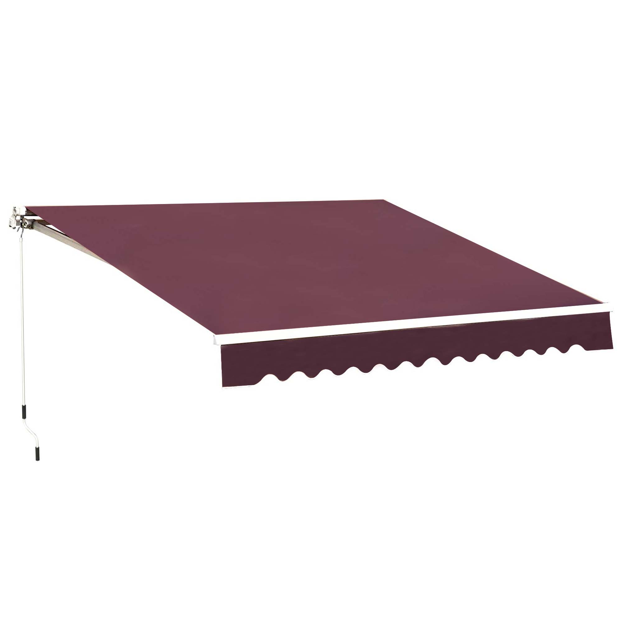 Outsunny Awning Canopy Sun Shade Canopy Garden Patio Manual Retractable Awning, 3x2.5 M-red