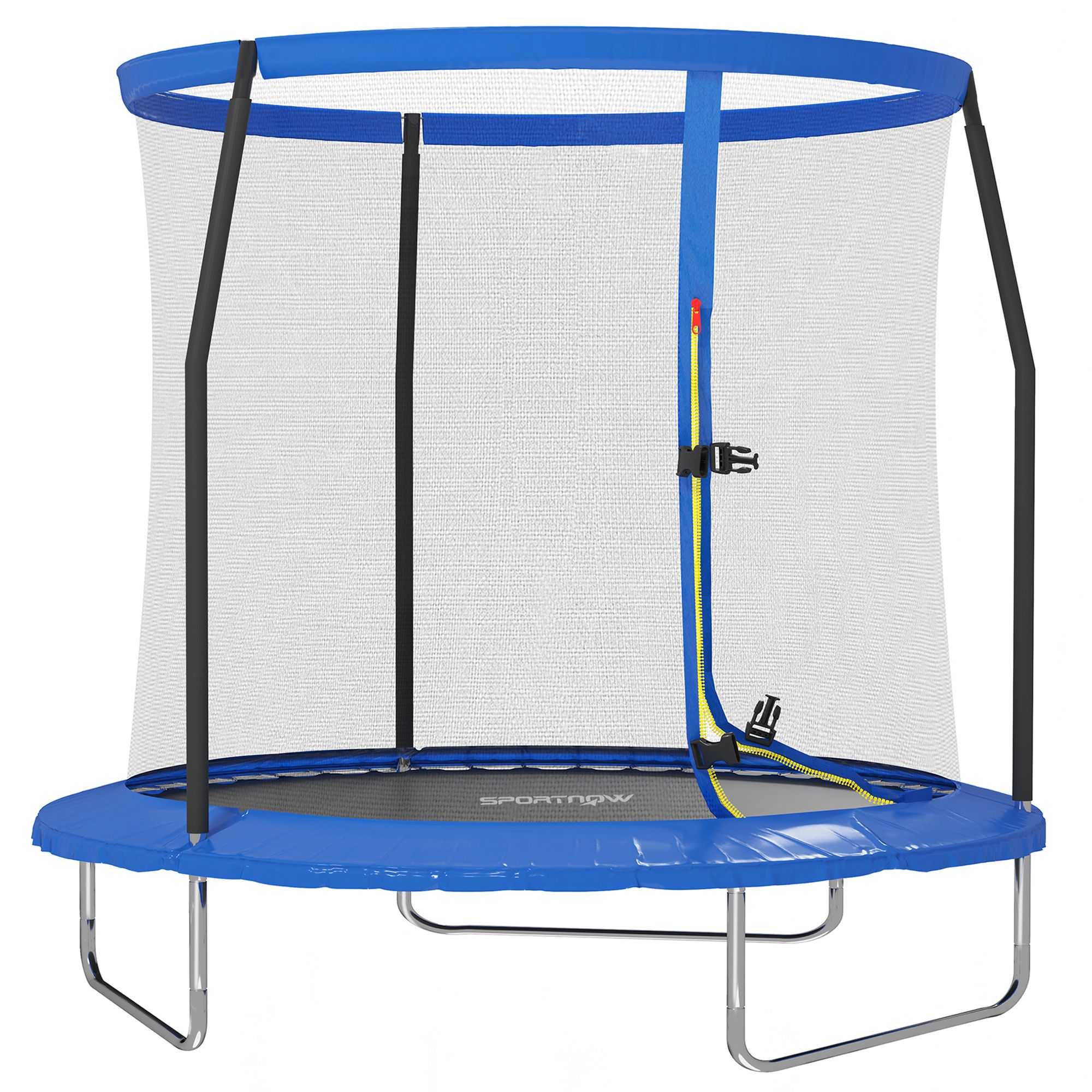 Sportnow 8ft Trampoline With Safety Enclosure Net, Steel Frame Outdoor Trampoline, Jumping Mat With Edge Safety Cover For Fitness, Blue